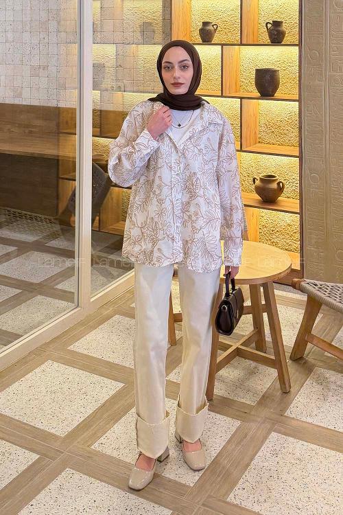 Mink Shirt Collar Long Arm Cotton Printed Shirt