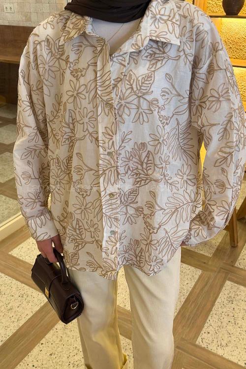 Mink Shirt Collar Long Arm Cotton Printed Shirt