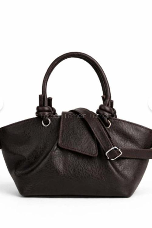 Lamelif Paris Kadın Pase Soft Deri Askılı Çanta Acı Kahve