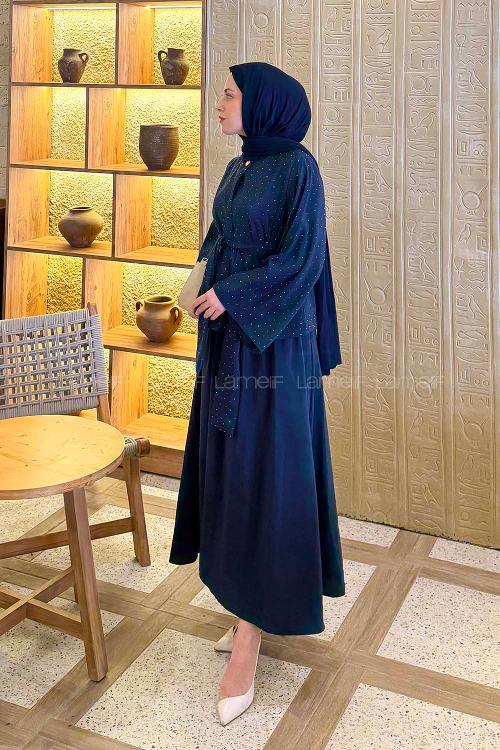 Lamelif Taşlı Bağlamalı Takım Lacivert