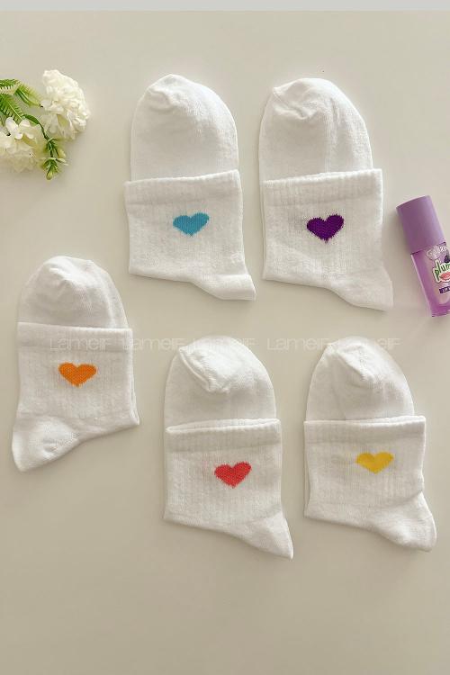 Lamelif 5li Renkli Kalp Çorap
