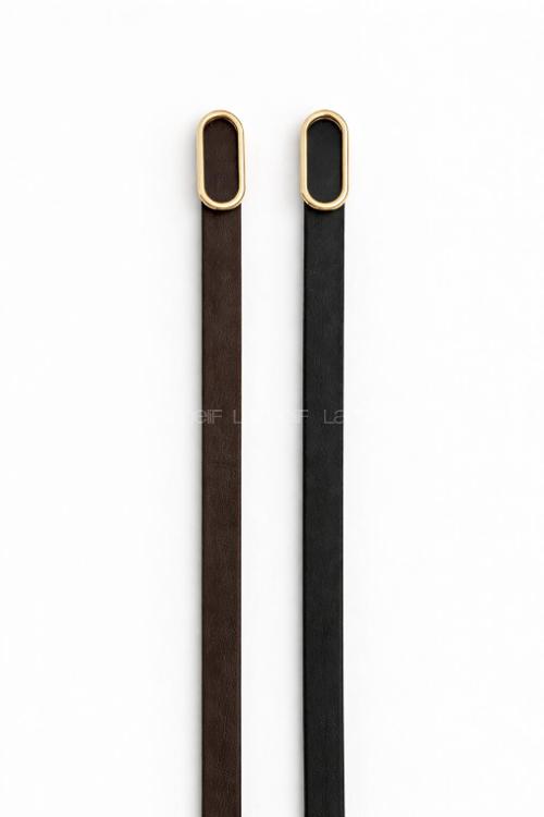 Lamelif Kadın 2 li Ithal Oval Gold Tokalı Ince Kemer, Pantolon Kemeri, Gömlek Kemeri, Ceket Kemeri