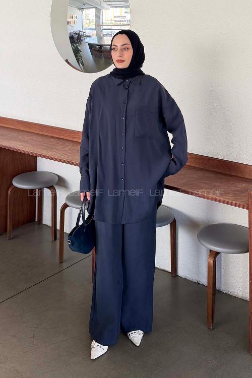 Lamelif Tek Cepli Pantolonlu Takım Lacivert