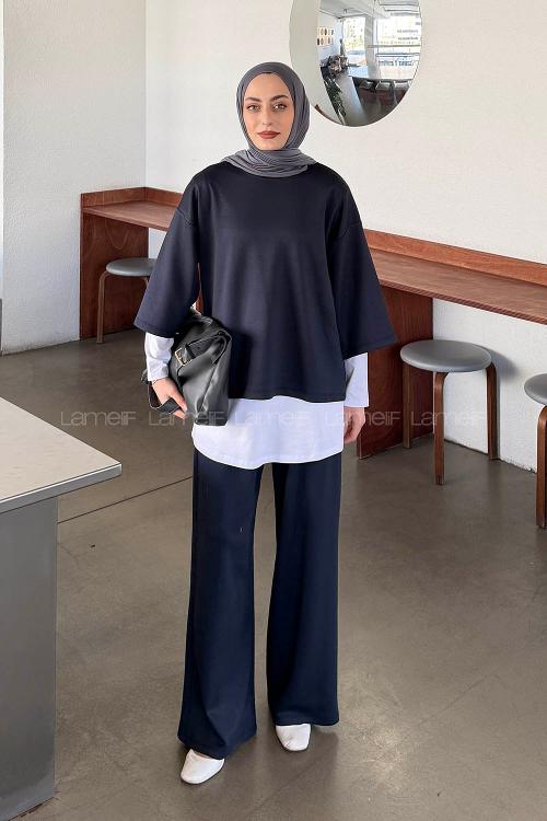 Lamelif Üçlü Tesettür Takım Antrasit