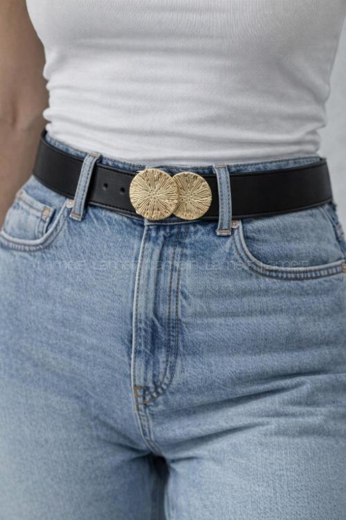 Lamelif Kadın Silindir Gold Toka Pantolon Elbise Kemer