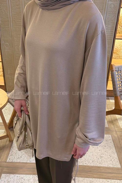Lamelif Bağlamalı Tunik Bej