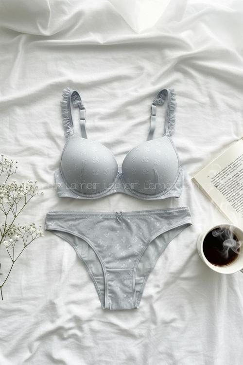 Baby Blue Cotton Fabric Underwire Support Bralet