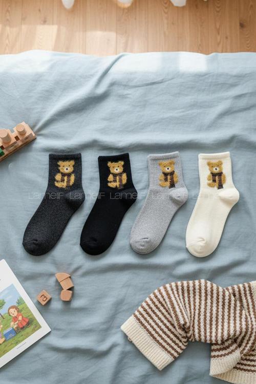 Lamelif 4lü  Ayı Çoçuk Çorap