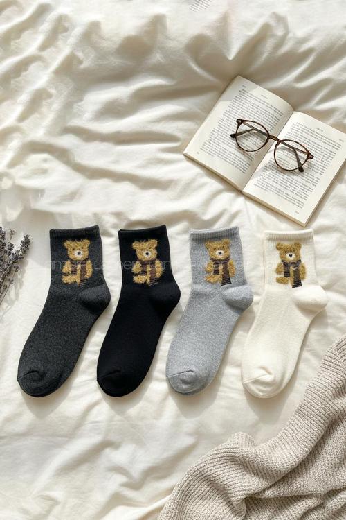 Lamelif 4lü  Ayı Çoçuk Çorap