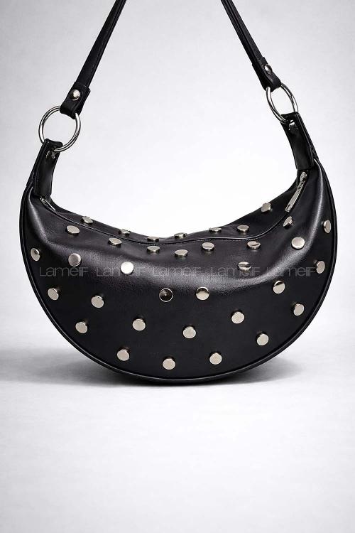 Lamelif Zımba Detaylı Kadın Kol Çantası Siyah