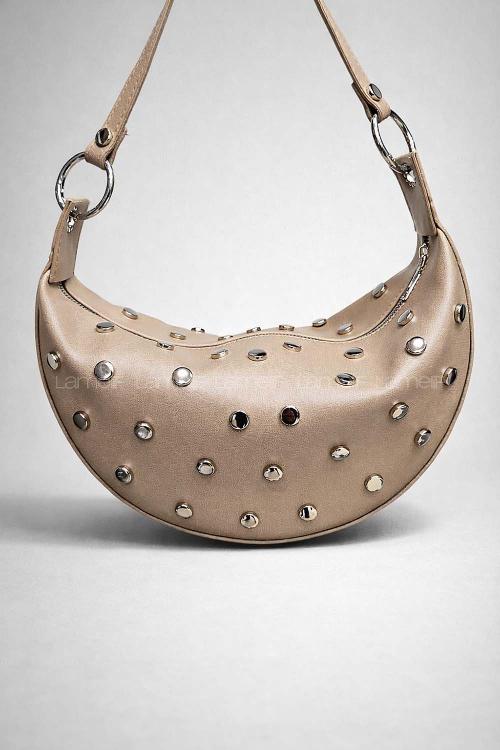 Lamelif Zımba Detaylı Kadın Kol Çantası Vizonrengi