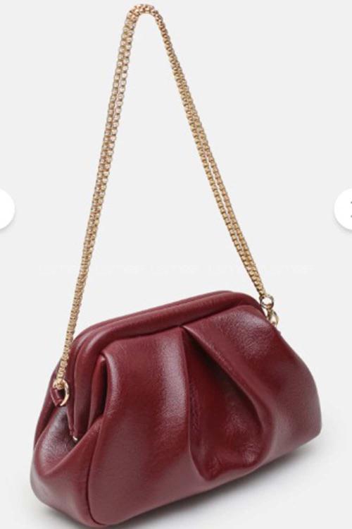 Lamelif Clutch Form Uzun Askılı Degas Kadın Çanta Bordo