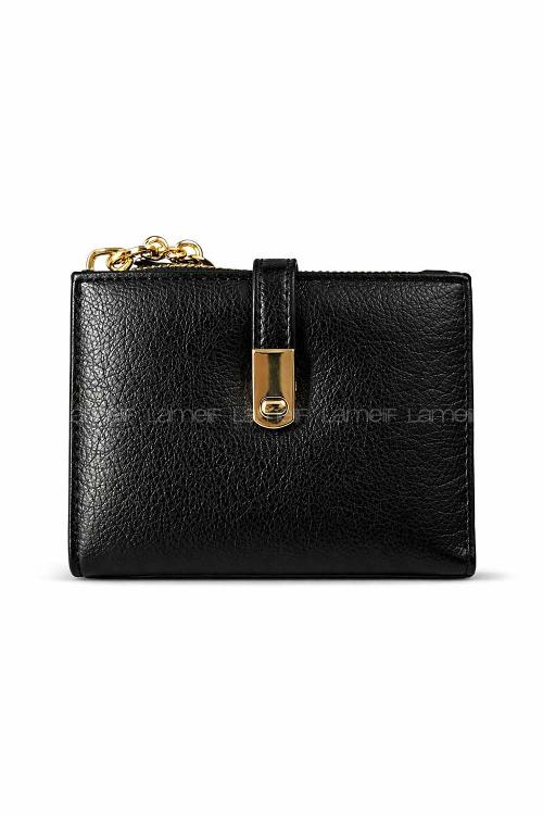Lamelif Mıknatıs Gold Detaylı Cüzdan Siyah