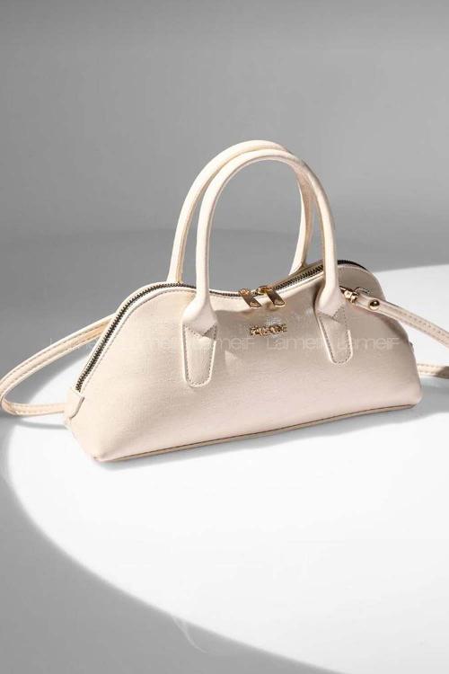 Lamelif Gold Detaylı Kadın El Ve Omuz Çantası Krem