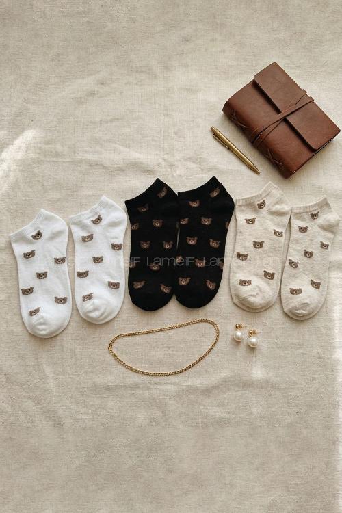 Lamelif 3lü Sevimli Ayı Patik Çorap