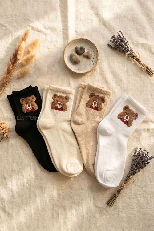 Lamelif 4lü Tüylü Ayı Çorap