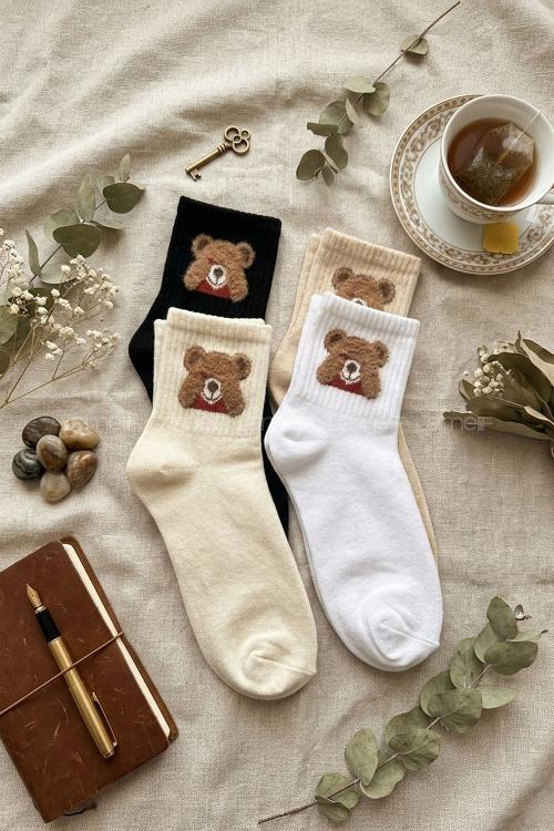 Lamelif 4lü Tüylü Ayı Çorap