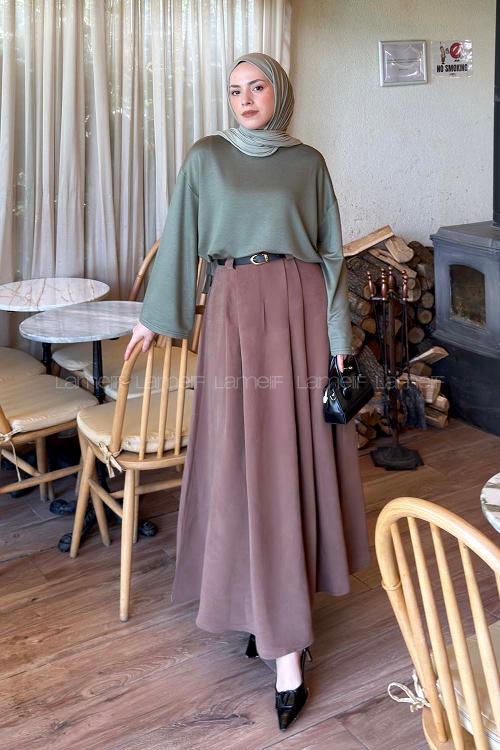 Khaki Crew Neck Long Arm Sweatshirt