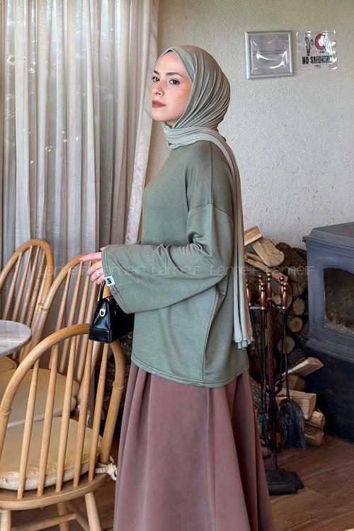 Khaki Crew Neck Long Arm Sweatshirt