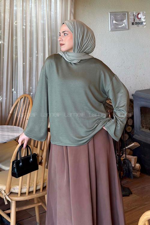 Khaki Crew Neck Long Arm Sweatshirt