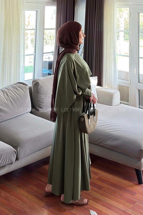 Lamelif Pelerin Detaylı Elbise   Haki