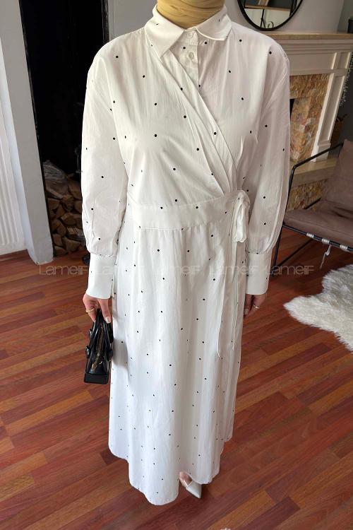 White Shirt Collar Cotton Unprinted Dresess