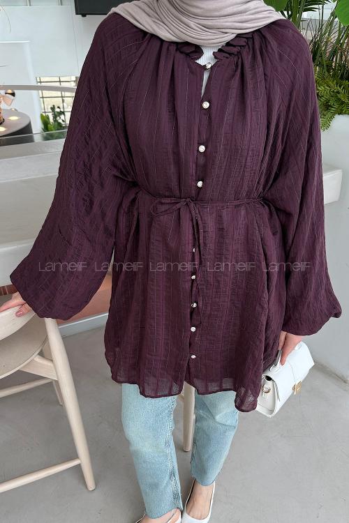 Plum Crew Neck Cotton Unprinted Tunic