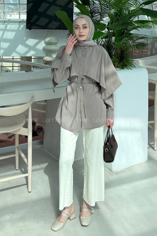 Mink Mandarin Collar Long Arm Viscose Fabric Unprinted Shirt