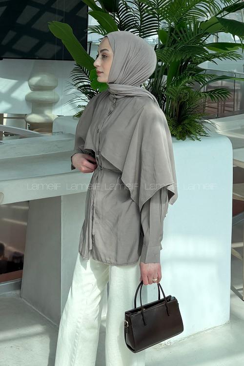 Mink Mandarin Collar Long Arm Viscose Fabric Unprinted Shirt