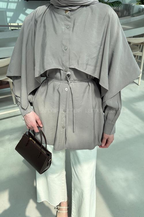 Mink Mandarin Collar Long Arm Viscose Fabric Unprinted Shirt