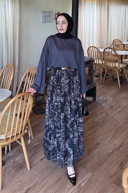 Lamelif Kol Armalı Sweatshirt Antrasit