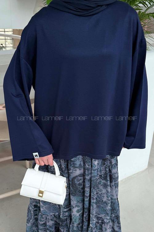 Lamelif Kol Armalı Sweatshirt Lacivert