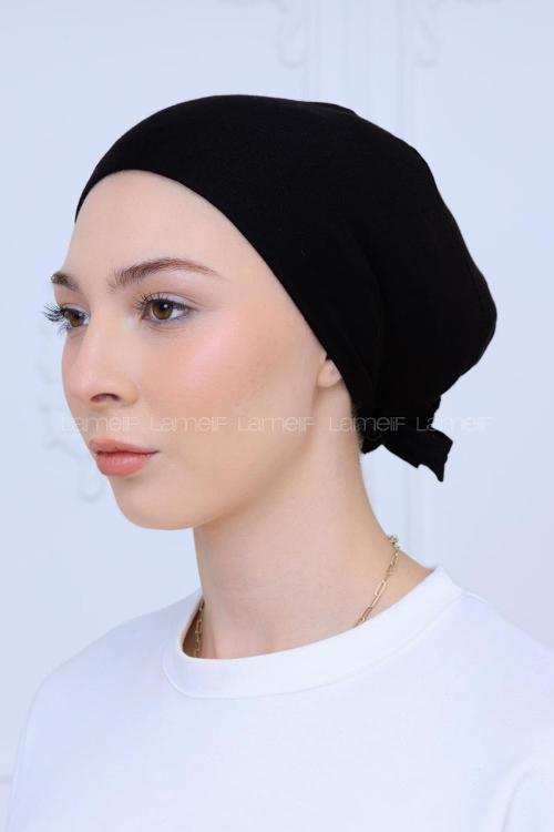 Lamelif Likralı Silikonlu Bone Siyah