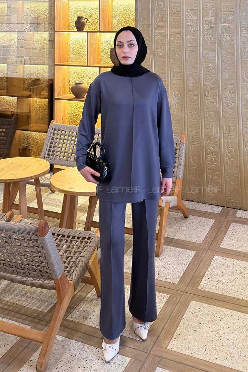 Lamelif Önü Dikişli Takım Antrasit