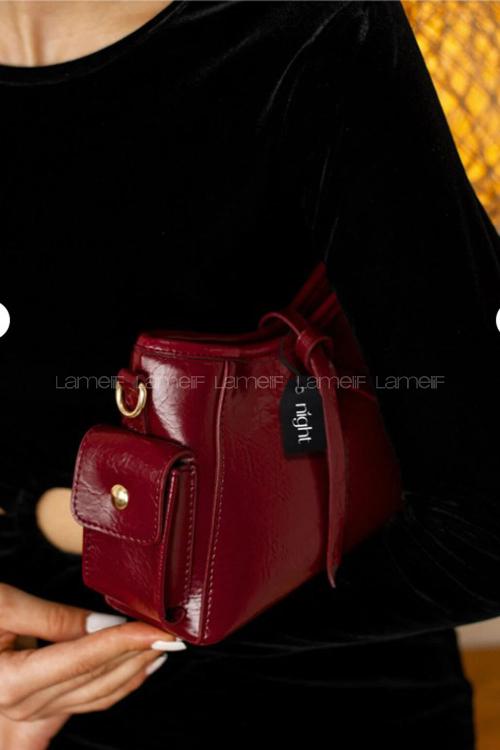 Lamelif Aurora Model Kadın El Ve Omuz Çantası Bordo