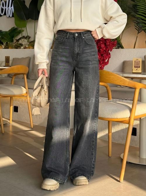 Lamelif Bol Paça Pantolon Füme Yıkama