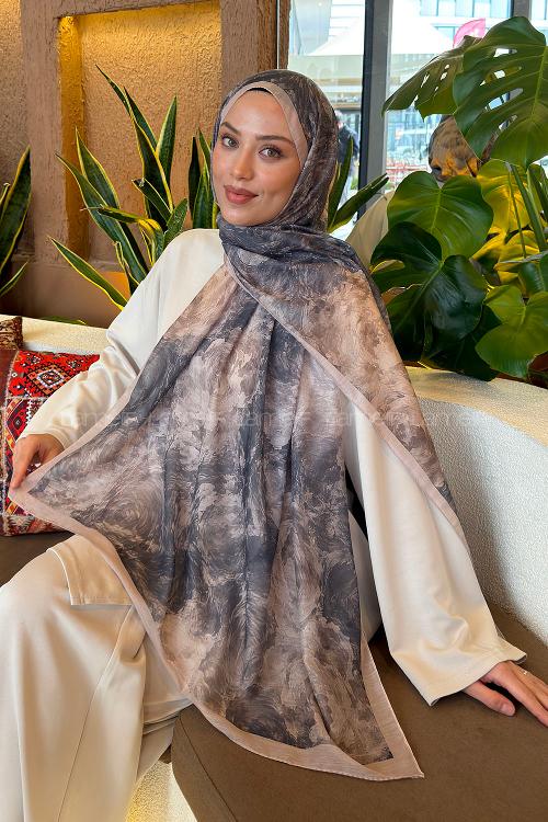 Lamelif Gül Çiçek Desen Ferah Şal Bej