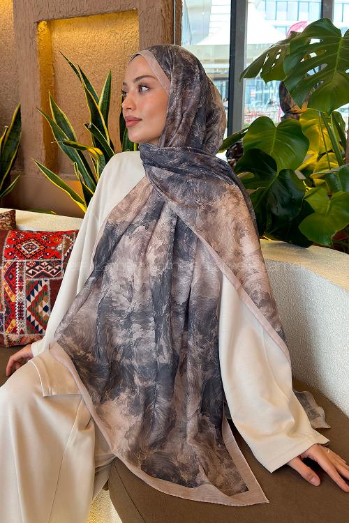 Lamelif Gül Çiçek Desen Ferah Şal Bej