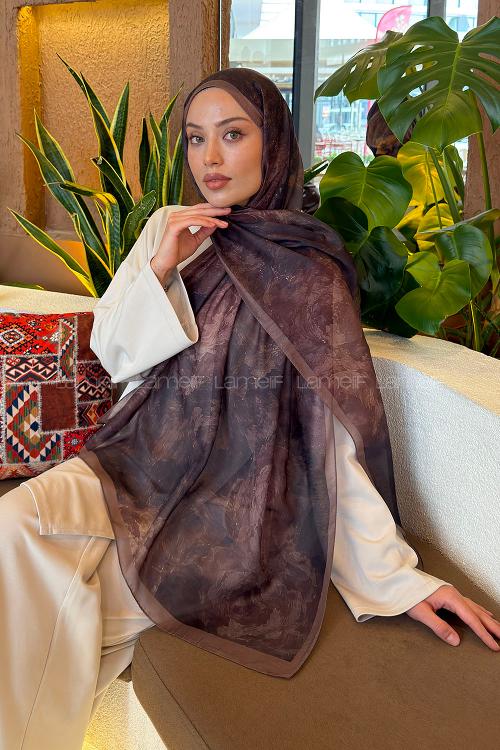 Lamelif Gül Çiçek Desen Ferah Şal Siyah Soft Yeşil