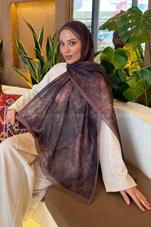 Lamelif Gül Çiçek Desen Ferah Şal Siyah Soft Yeşil