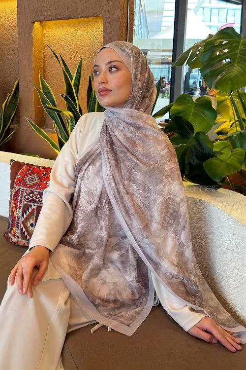 Lamelif Gül Çiçek Desen Ferah Şal Taş