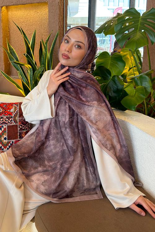 Lamelif Gül Çiçek Desen Ferah Şal Toprak