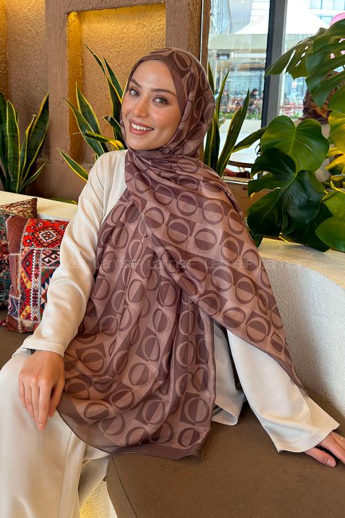 Lamelif Halka Desen Ferah Şal Soft Kahve