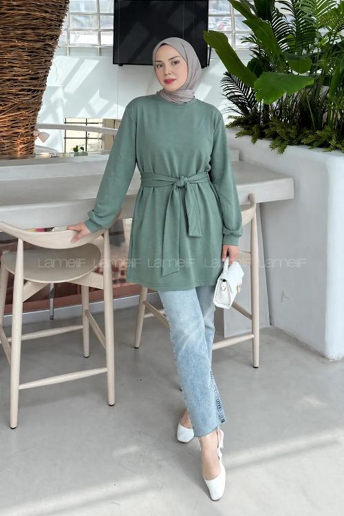 Lamelif Oysho Bağlama Detaylı Tunik Çağla Yeşili