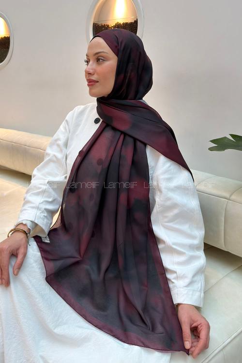 Lamelif Batik Desen Soft Şal Bordo
