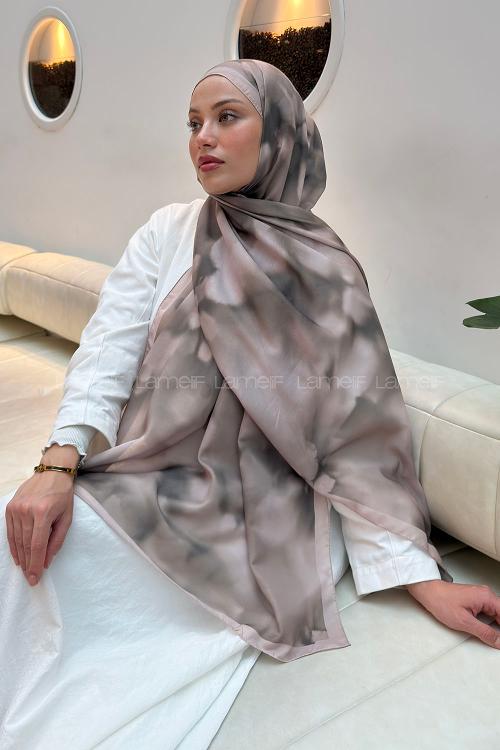 Lamelif Batik Desen Soft Şal Koyu Vizon