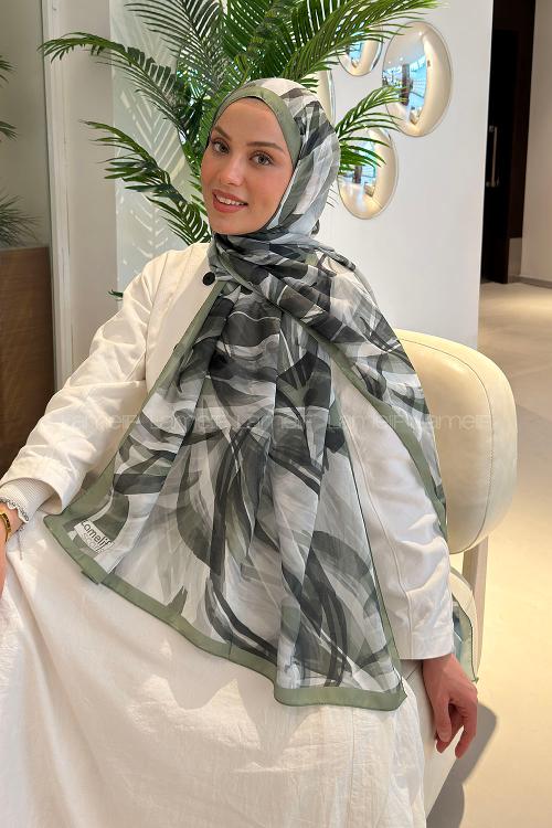 Anatolian Black Cotton Fabric Flowering Printed Shawl