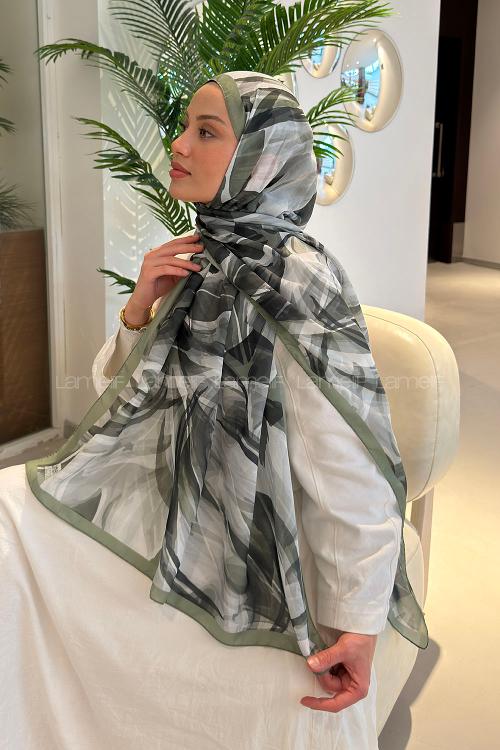Anatolian Black Cotton Fabric Flowering Printed Shawl