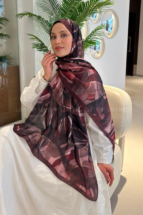 Lamelif Brush Desen Soft Şal Bordo