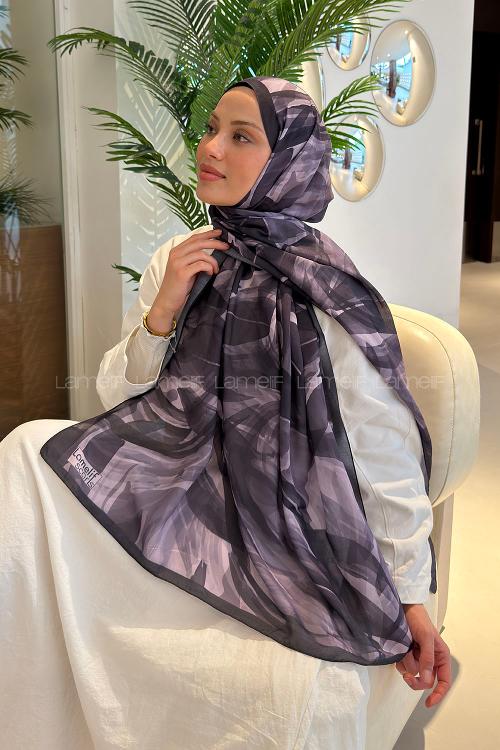 Lamelif Brush Desen Soft Şal Eflatun